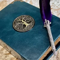 Leather A5 Tree of Life Notebook, Tome, Grimoire, Spell Book,  with Fantasy Embellishments and blank deckled parchment