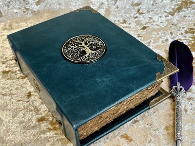 Leather A5 Tree of Life Notebook, Tome, Grimoire, Spell Book,  with Fantasy Embellishments and blank deckled parchment - Image 2