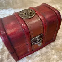 Witchcraft fantasy tree of life moon goddess chest featuring leather suede for witchcraft supplies and  accessories