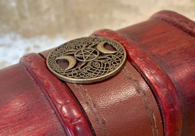 Witchcraft fantasy tree of life moon goddess chest featuring leather suede for witchcraft supplies and  accessories - Image 2
