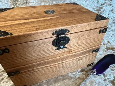 Fantasy Wooden Box Rpg Wood Treasure Chest Dungeons and Dragons Dice Box Chest with metal D20 Crit Coin for DnD gift - Image 4