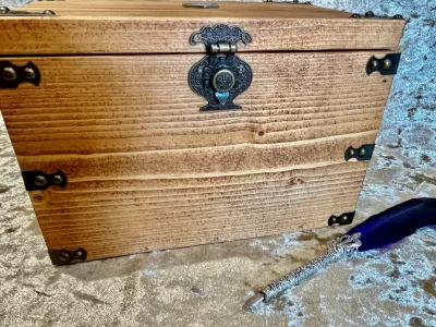 Fantasy Wooden Box Rpg Wood Treasure Chest Dungeons and Dragons Dice Box Chest with metal D20 Crit Coin for DnD gift - Image 5