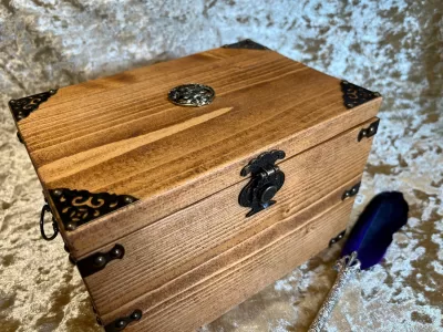 Fantasy Solid wood Dice Treasure Chest Box Dungeons and Dragons, Pathfinder, Warhammer, Witchcraft, Wiccan storage gift
