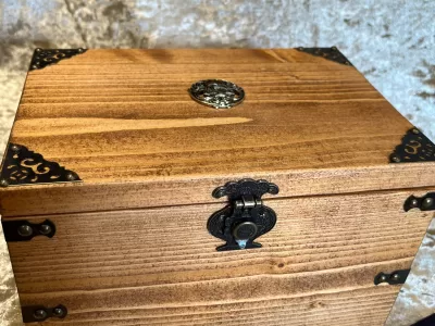 Fantasy Solid wood Dice Treasure Chest Box Dungeons and Dragons, Pathfinder, Warhammer, Witchcraft, Wiccan storage gift - Image 6