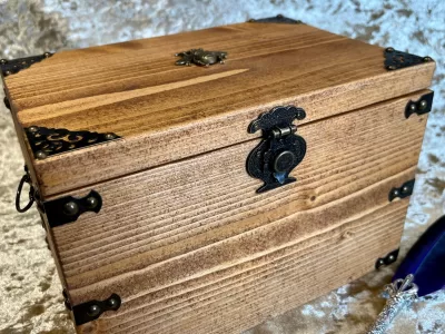 Fantasy Wooden Box RPG Wood Treasure Chest Gift for Dungeons and Dragons Dice Box or Witch Chest with metal Bee - Image 2