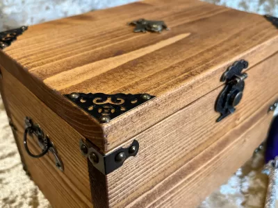 Fantasy Wooden Box RPG Wood Treasure Chest Gift for Dungeons and Dragons Dice Box or Witch Chest with metal Bee - Image 3