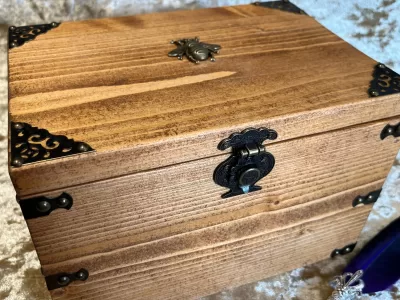 Fantasy Wooden Box RPG Wood Treasure Chest Gift for Dungeons and Dragons Dice Box or Witch Chest with metal Bee - Image 5