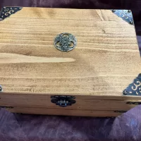 Fantasy Wooden Box Witchcraft Witch Wood Treasure Chest Herbs potion or candle Box Chest with metal Triquetra stash box gift