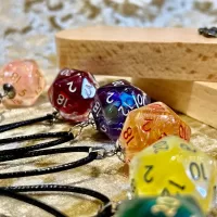 D20 Necklace in a Beech Dice Vault with dragon, Great Gift Idea!