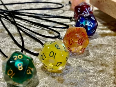 D20 Necklace in a Beech Dice Vault with dragon, Great Gift Idea! - Image 10