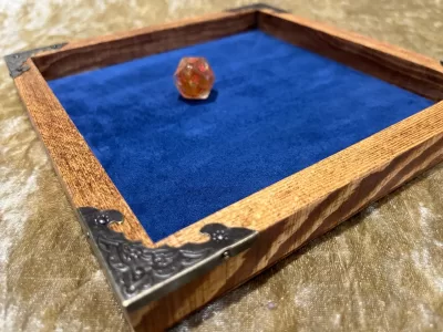 Dice Tray Dark Wood, Genuine Luxury Suede Leather inlay, Dice Rolling Tray for Dungeons and Dragons. Wooden DM Gift for DnD - Image 2