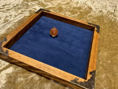 Dice Tray Dark Wood, Genuine Luxury Suede Leather inlay, Dice Rolling Tray for Dungeons and Dragons. Wooden DM Gift for DnD - Image 4