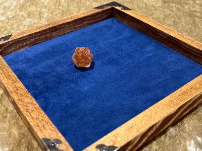 Dice Tray Dark Wood, Genuine Luxury Suede Leather inlay, Dice Rolling Tray for Dungeons and Dragons. Wooden DM Gift for DnD - Image 5