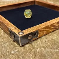 Dice Tray Dark Wood, Genuine Luxury Rubber Fabric inlay, Dice Rolling Tray for Dungeons and Dragons. Wooden DM Gift for DnD