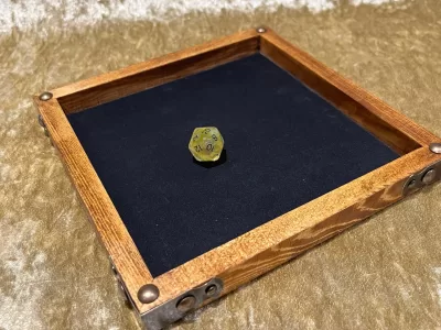 Dice Tray Dark Wood, Genuine Luxury Rubber Fabric inlay, Dice Rolling Tray for Dungeons and Dragons. Wooden DM Gift for DnD - Image 2