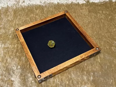 Dice Tray Dark Wood, Genuine Luxury Rubber Fabric inlay, Dice Rolling Tray for Dungeons and Dragons. Wooden DM Gift for DnD - Image 3