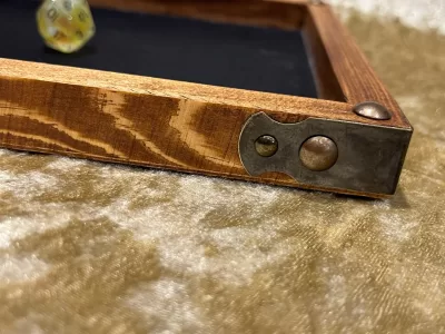 Dice Tray Dark Wood, Genuine Luxury Rubber Fabric inlay, Dice Rolling Tray for Dungeons and Dragons. Wooden DM Gift for DnD - Image 4