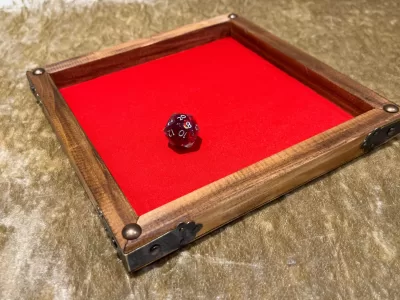 Dice Tray Dark Wood, Neoprene inlay, Dice Rolling Tray for Dungeons and Dragons. Wooden DM Gift for DnD