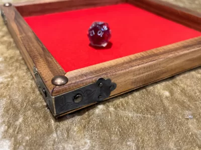 Dice Tray Dark Wood, Neoprene inlay, Dice Rolling Tray for Dungeons and Dragons. Wooden DM Gift for DnD - Image 2