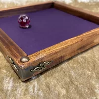 Dice Tray Dark Wood, Rubber Fabric inlay, Dice Rolling Tray for Dungeons and Dragons. Wooden DM Gift for DnD