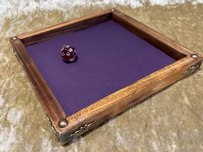Dice Tray Dark Wood, Rubber Fabric inlay, Dice Rolling Tray for Dungeons and Dragons. Wooden DM Gift for DnD - Image 2