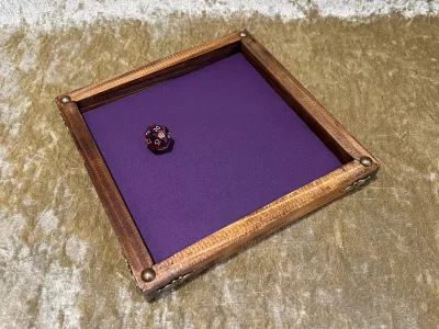 Dice Tray Dark Wood, Rubber Fabric inlay, Dice Rolling Tray for Dungeons and Dragons. Wooden DM Gift for DnD - Image 3