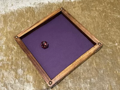 Dice Tray Dark Wood, Rubber Fabric inlay, Dice Rolling Tray for Dungeons and Dragons. Wooden DM Gift for DnD - Image 4