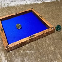 Dice Tray Dark Wood, Rubber Fabric inlay, Dice Rolling Tray for Dungeons and Dragons. Wooden DM Gift for DnD
