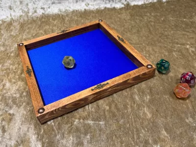 Dice Tray Dark Wood, Rubber Fabric inlay, Dice Rolling Tray for Dungeons and Dragons. Wooden DM Gift for DnD