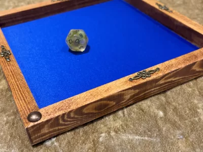 Dice Tray Dark Wood, Rubber Fabric inlay, Dice Rolling Tray for Dungeons and Dragons. Wooden DM Gift for DnD - Image 2