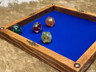 Dice Tray Dark Wood, Rubber Fabric inlay, Dice Rolling Tray for Dungeons and Dragons. Wooden DM Gift for DnD - Image 5