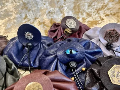 Mystery Leather Dice Bag Pouch for Dungeons and Dragons, RPG and Cosplay Larping Fantasy- REGULAR  one of a kind