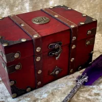 Fantasy tree of life triple Goddess Witchcraft Chest for Witch supplies herbs and crystals. Dungeons and Dragons magic chest