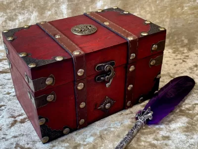 Fantasy tree of life triple Goddess Witchcraft Chest for Witch supplies herbs and crystals. Dungeons and Dragons magic chest