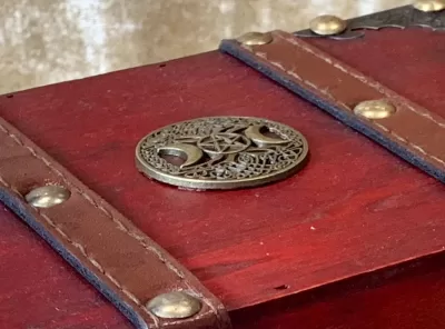 Fantasy tree of life triple Goddess Witchcraft Chest for Witch supplies herbs and crystals. Dungeons and Dragons magic chest - Image 2