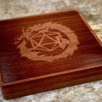 Grade B Solid Dark Wood Magnetic Close Dice Box, Dice Vault, Dice Tray and Holder for Dungeons and Dragons. DM Gift for DnD and Pathfinder.