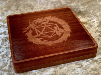 Grade B Solid Dark Wood Magnetic Close Dice Box, Dice Vault, Dice Tray and Holder for Dungeons and Dragons. DM Gift for DnD and Pathfinder.