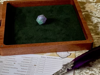 Grade B Solid Dark Wood Magnetic Close Dice Box, Dice Vault, Dice Tray and Holder for Dungeons and Dragons. DM Gift for DnD and Pathfinder. - Image 6