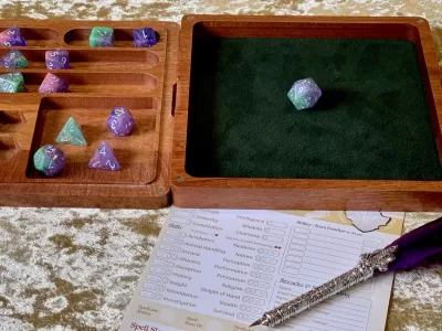 Grade B Solid Dark Wood Magnetic Close Dice Box, Dice Vault, Dice Tray and Holder for Dungeons and Dragons. DM Gift for DnD and Pathfinder. - Image 8