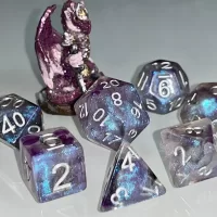 Hypnotic Pattern Purple Shimmer Polyhedral Dice for RPG Games like Dungeons and Dragons and Pathfinder. DnD Gifts RPG Gift