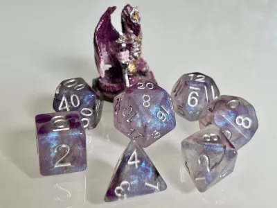 Hypnotic Pattern Purple Shimmer Polyhedral Dice for RPG Games like Dungeons and Dragons and Pathfinder. DnD Gifts RPG Gift - Image 2