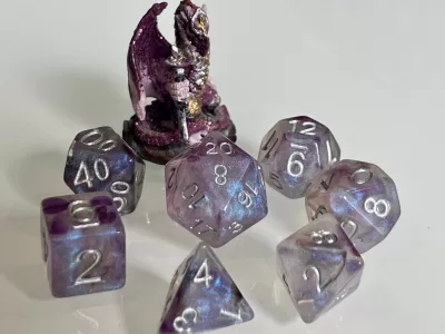Hypnotic Pattern Purple Shimmer Polyhedral Dice for RPG Games like Dungeons and Dragons and Pathfinder. DnD Gifts RPG Gift - Image 4