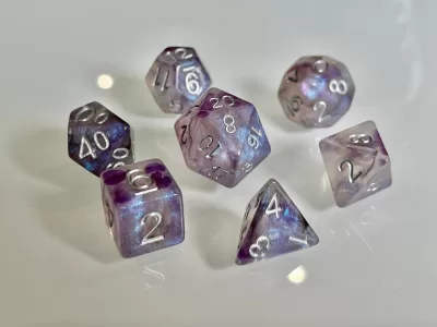 Hypnotic Pattern Purple Shimmer Polyhedral Dice for RPG Games like Dungeons and Dragons and Pathfinder. DnD Gifts RPG Gift - Image 5