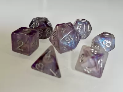 Hypnotic Pattern Purple Shimmer Polyhedral Dice for RPG Games like Dungeons and Dragons and Pathfinder. DnD Gifts RPG Gift - Image 7