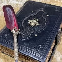 Leather A5 Notebook, Tome, Grimoire, Spell Book with Fantasy Embellishments and blank deckled parchment