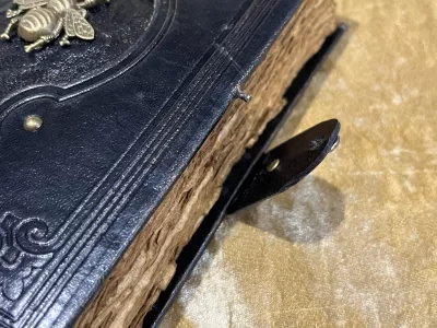 Leather A5 Notebook, Tome, Grimoire, Spell Book with Fantasy Embellishments and blank deckled parchment - Image 6
