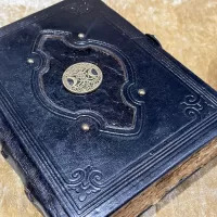Leather A5 Notebook, Tome, Grimoire, Spell Book with Fantasy Embellishments and blank deckled parchment