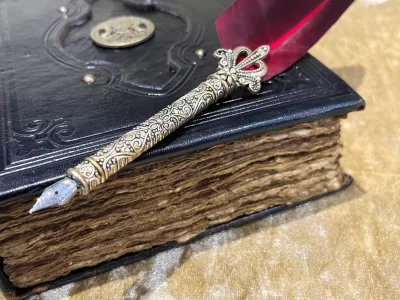 Leather A5 Notebook, Tome, Grimoire, Spell Book with Fantasy Embellishments and blank deckled parchment - Image 5