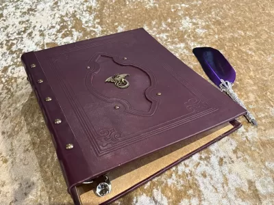 Leather Binder A4 Fantasy Dragon D&D, RPG, Prop, Tome Book Grimoire, Witchcraft, Blank