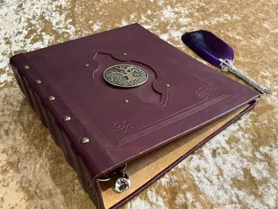 Leather Binder A4 Fantasy Tree of Life D&D, RPG, Prop, Weddings, Tome Book Grimoire, Witchcraft, Blank - Image 2